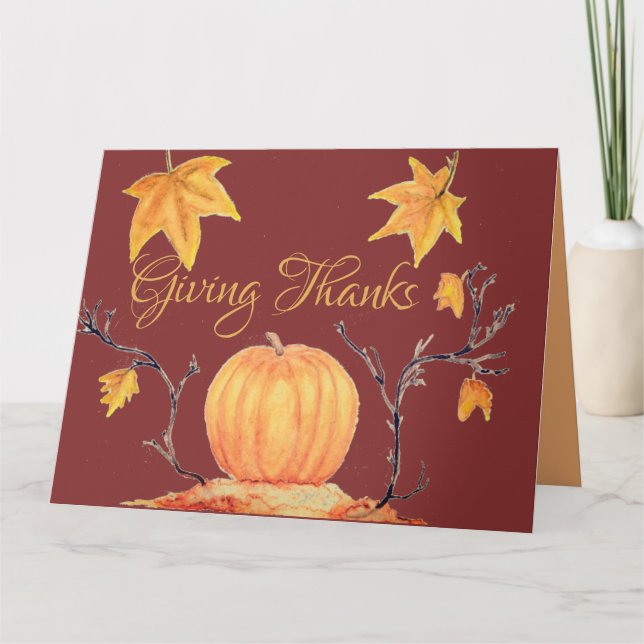 Thanksgiving Pumpkin Watercolor Kort (Framsida)