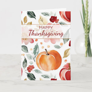 Thanksgiving Pumpkin Watercolor på hösten med blom Kort