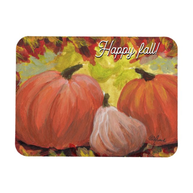 Thanksgiving Pumpkins #2 Fall Höst löv Magnet (Horisontell)