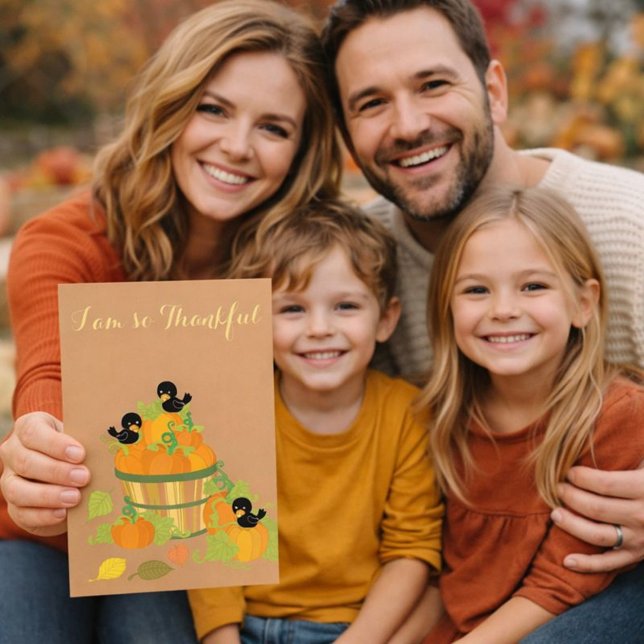 Thanksgiving Pumpkins and Birds Helgkort (Skapare uppladdad)