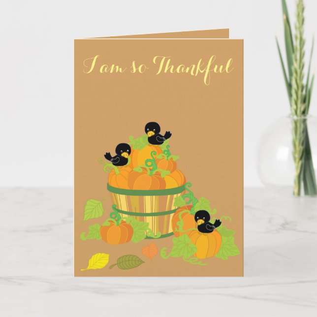 Thanksgiving Pumpkins and Birds Helgkort (Framsida)