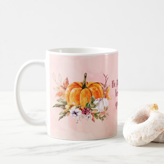 Thanksgiving Pumpkins and Flowers Coffee Mugg (Med munk)