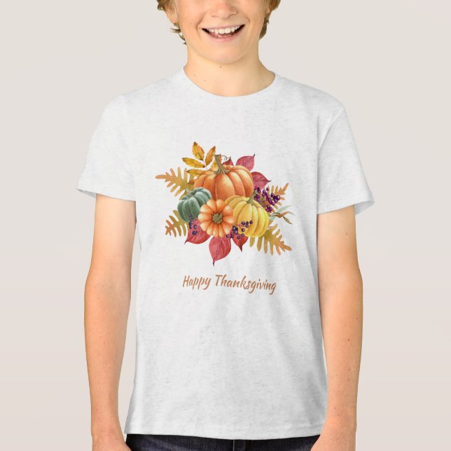 Thanksgiving Pumpkins Boys T-Shirt (Framsida)