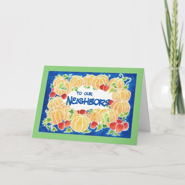 Thanksgiving Pumpkins Card för grannar Helgkort (Framsida)