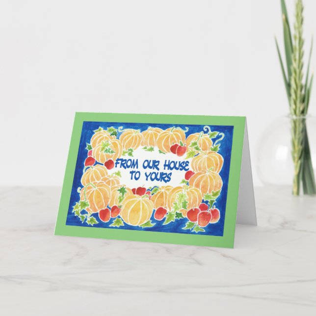 Thanksgiving Pumpkins Card, vårt hus till din Helgkort (Framsida)