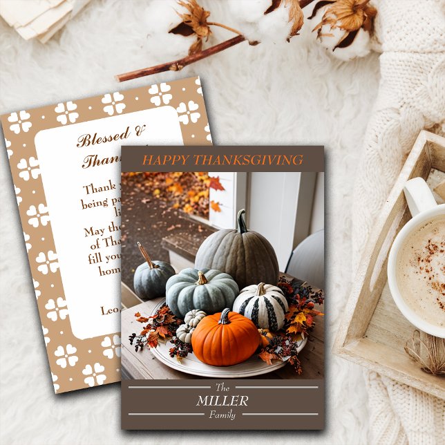 Thanksgiving Pumpkins Editable Family Julkort (Skapare uppladdad)