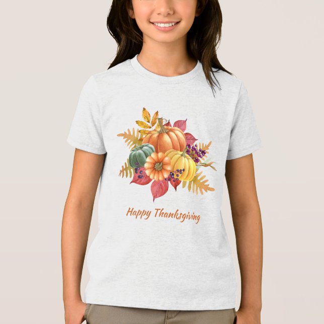 Thanksgiving Pumpkins Girls T-Shirt (Framsida)