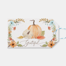 Thanksgiving Pumpkins Gratsible Fall Blommigt Höst Presentetikett