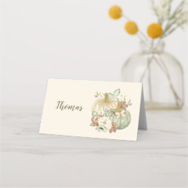 Thanksgiving Pumpkins Grönt Ivory Guld Brown Placeringskort