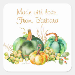 Thanksgiving Pumpkins Homemade Bakery Sticker Fyrkantigt Klistermärke