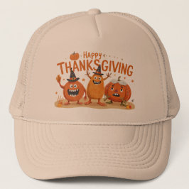 Thanksgiving Pumpkins in Witch Hats Tecknad Keps