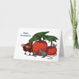 Thanksgiving: Pumpkins, Mice, Chickens: Art Helgkort
