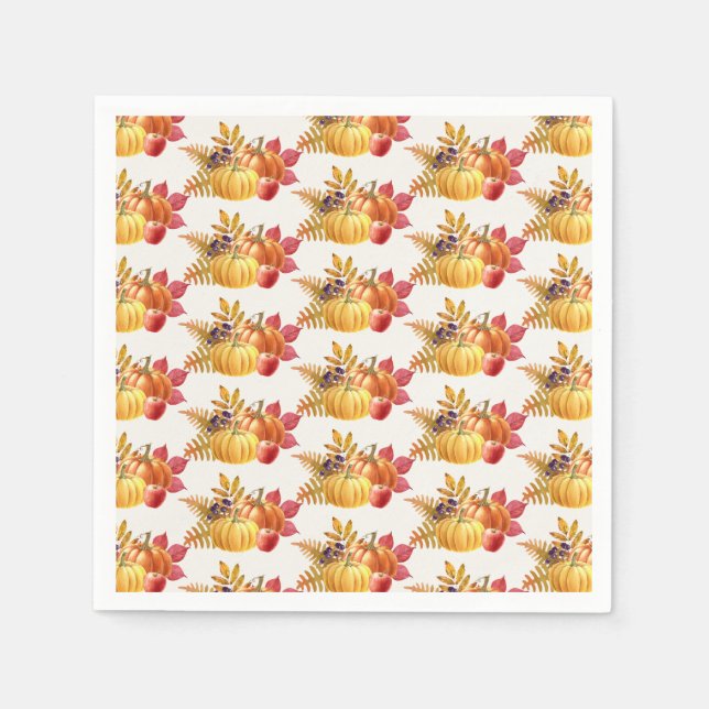 Thanksgiving Pumpkins Napkin Pappersservett (Framsidan)