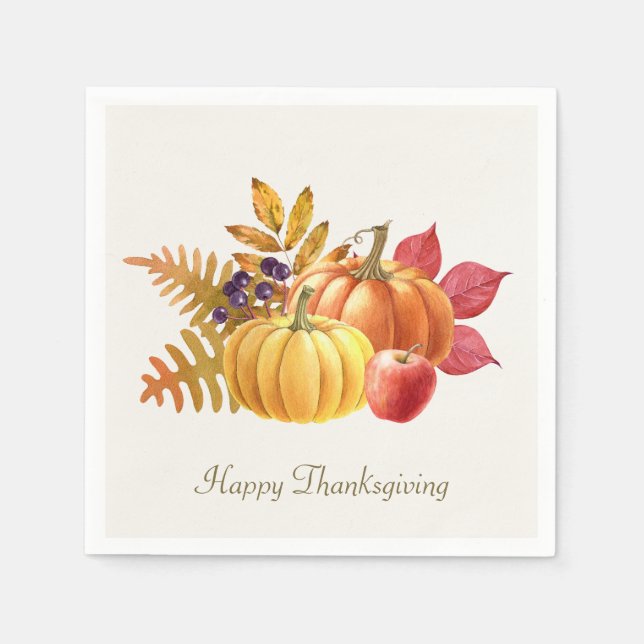 Thanksgiving Pumpkins Napkin Pappersservett (Framsidan)