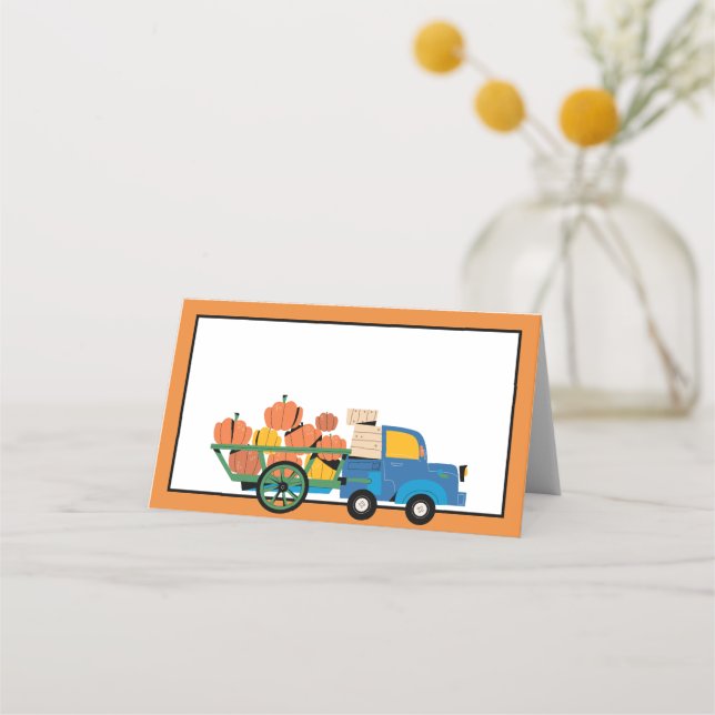 Thanksgiving Pumpkins | Skriva i Namn i gästen Placeringskort (Framsida)