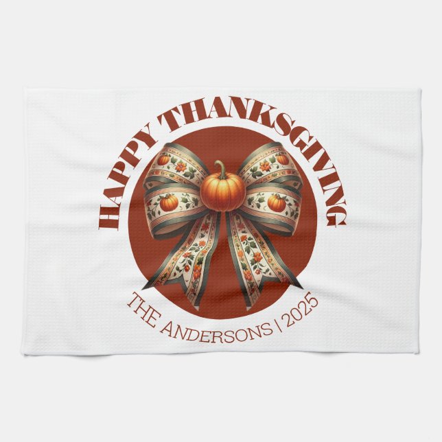 Thanksgiving pumpkins white &brown create your own kökshandduk (Horisontell)