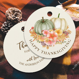 Thanksgiving Pumpor med blommigt höst Gåvor Etiketter