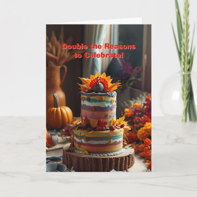 Thanksgiving Rainbow Delight Birthday Kort (Framsida)