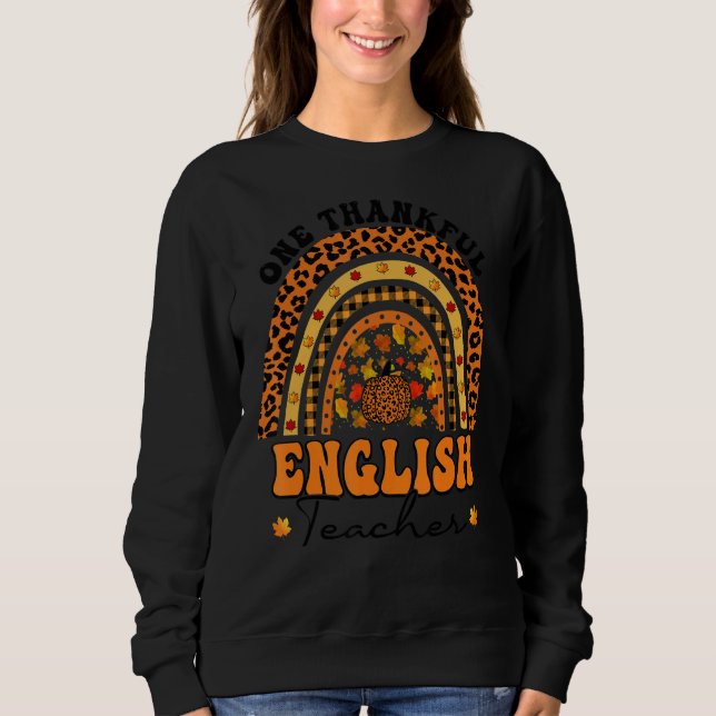 Thanksgiving Rainbow Leopard One Thankful English T Shirt (Framsida)