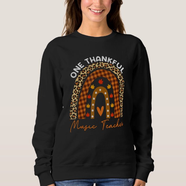 Thanksgiving Rainbow Leopard One Thankful Music Te T Shirt (Framsida)