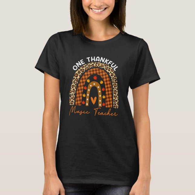 Thanksgiving Rainbow Leopard One Thankful Music Te T Shirt (Framsida)