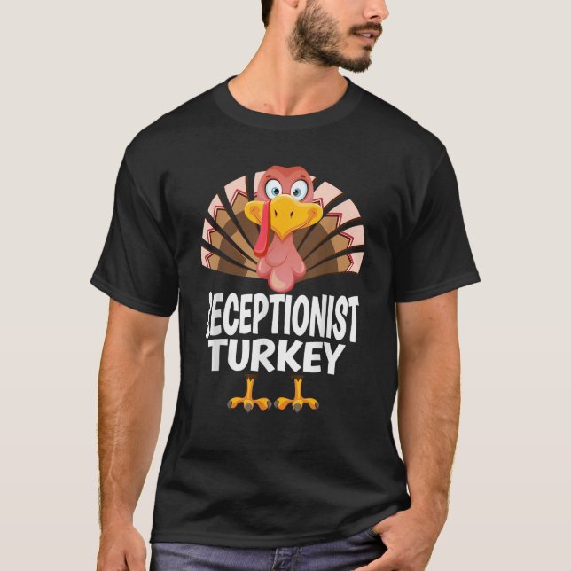 Thanksgiving Receptionist Turkey Matching Pajama T Shirt (Framsida)