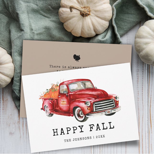 Thanksgiving Red Lastbil Pumpkins (Thanksgiving Red Truck Pumpkins Holiday Card)