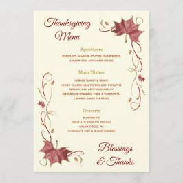 Thanksgiving Red Maple Lövs & Swirls Meny