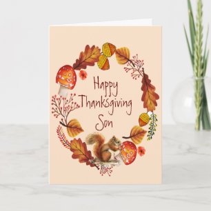 Thanksgiving Red Squirrel Animal Wand Son Helgkort