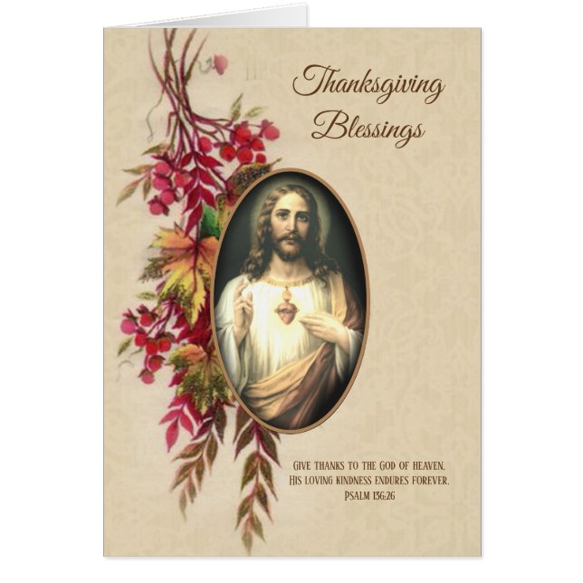 Thanksgiving Religiösa Helig hjärta Jesus hjärta Hälsningskort (Framsidan)