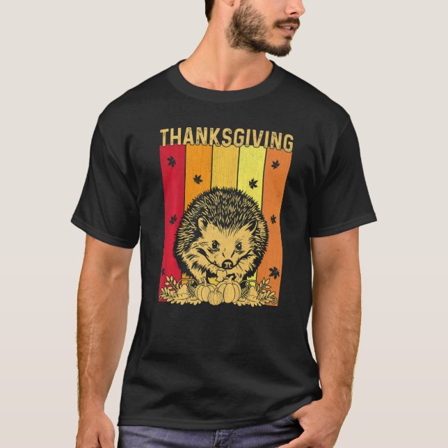 Thanksgiving Retro Hedgehog Matching Family Pajama T Shirt (Framsida)