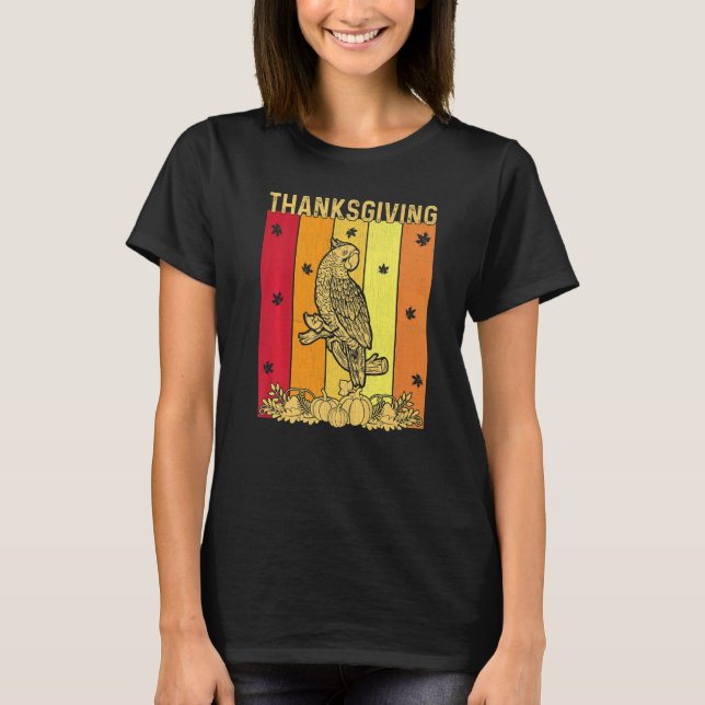 Thanksgiving Retro Parrot Matching Family Pajamas T Shirt (Framsida)