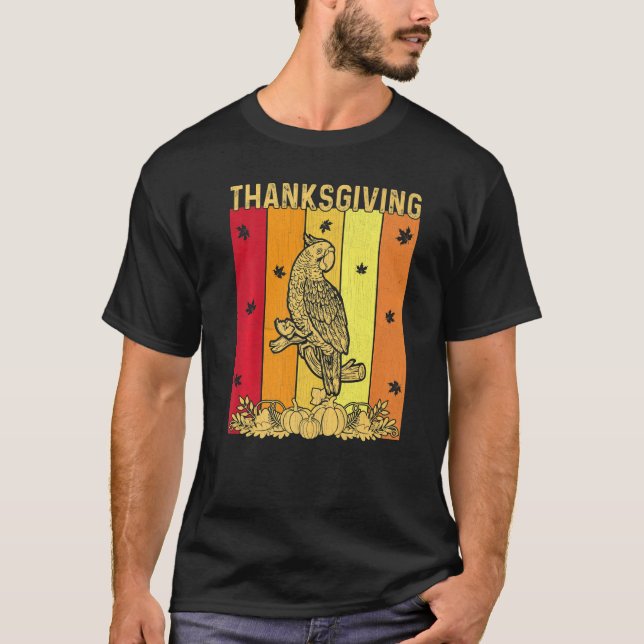 Thanksgiving Retro Parrot Matching Family Pajamas T Shirt (Framsida)