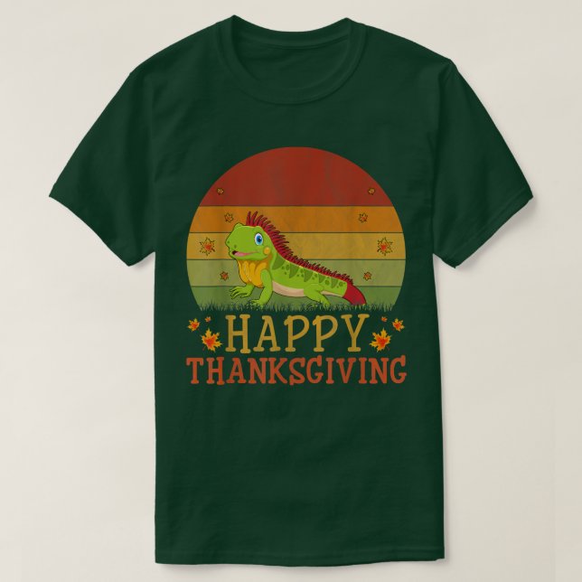 Thanksgiving Retro Stil Iguana Älskare Thanksgivna T Shirt (Design framsida)