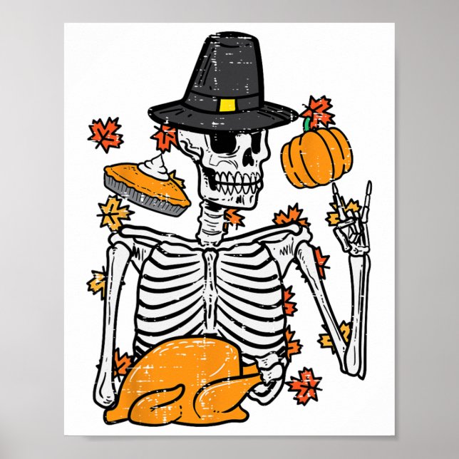 Thanksgiving Rocker Skeleton Sten Hand Fall Manar  Poster (Framsidan)