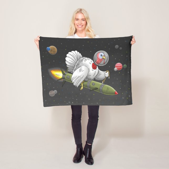 Thanksgiving Rocket Turkiet Fleecefilt (På plats)