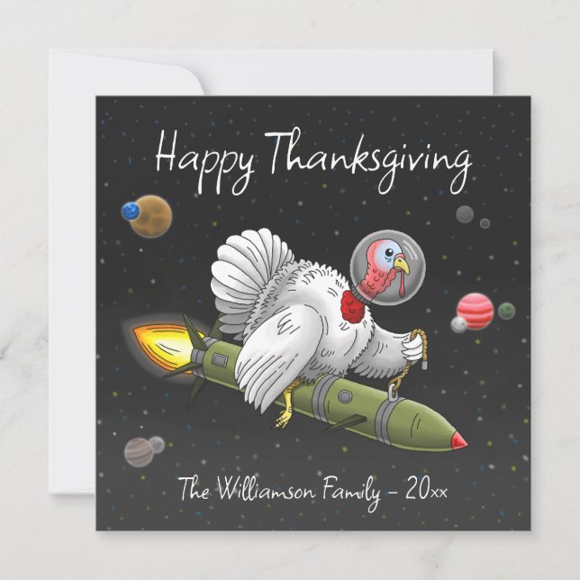 Thanksgiving Rocket Turkiet Julkort (Framsida)