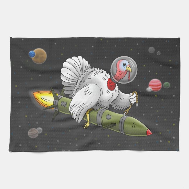 Thanksgiving Rocket Turkiet Kökshandduk (Horisontell)