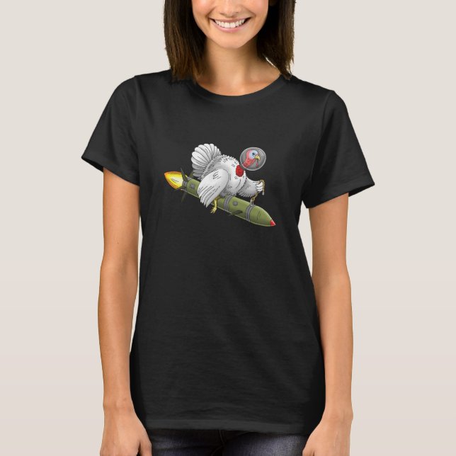 Thanksgiving Rocket Turkiet T Shirt (Framsida)