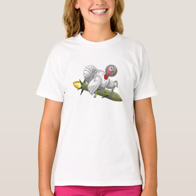 Thanksgiving Rocket Turkiet T Shirt (Framsida)