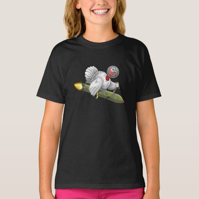 Thanksgiving Rocket Turkiet T Shirt (Framsida)