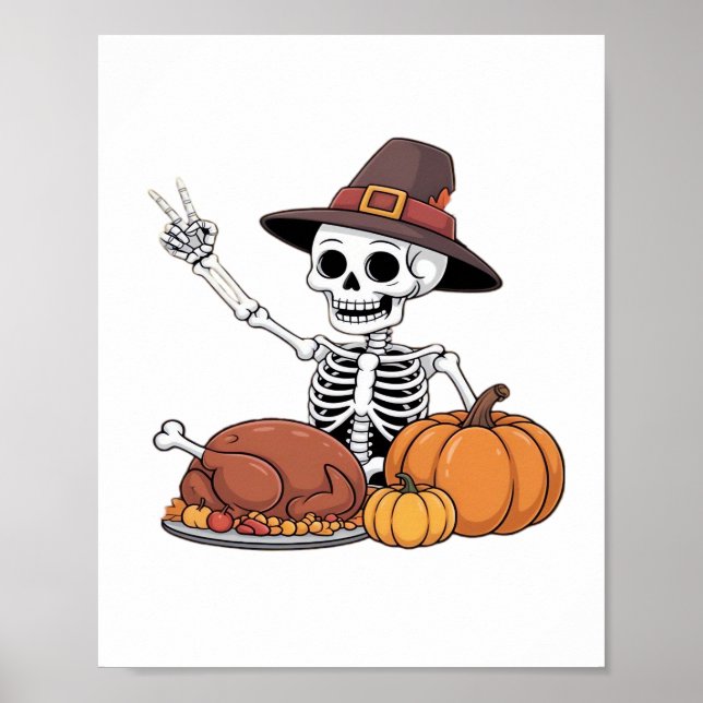 Thanksgiving-röntgenstråle Skeleton Funny Sten Han Poster (Framsidan)