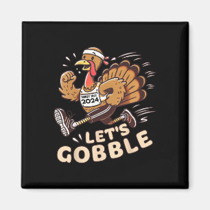 Thanksgiving Running Turkey Trot 2024 Låt oss Gobb Magnet