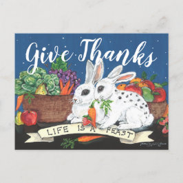 Thanksgiving Rustic Bunny Rabbit Feast Cute Tack Helg Vykort