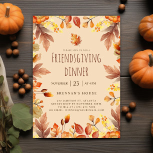 Thanksgiving Rustic Fall Friendsgiving-middag Inbjudningar