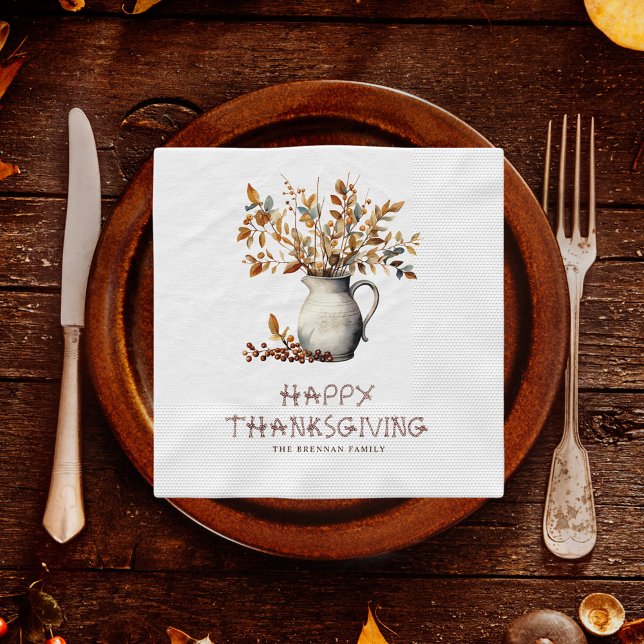 Thanksgiving Rustic Friendsgiving Middag Fall Pappersservett (Thanksgiving Rustic Friendsgiving Dinner Fall Napkins)