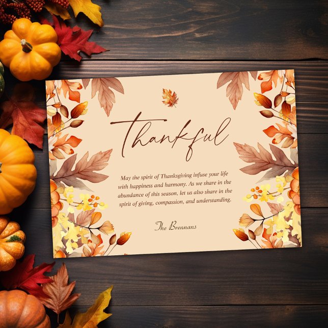 Thanksgiving Rustic Höst löv tacksamt Julkort (Thanksgiving Rustic Autumn Leaves Thankful Holiday Card)