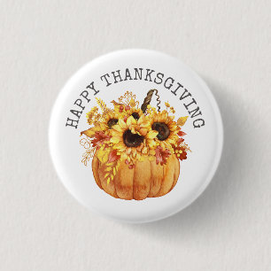 Thanksgiving Rustic Sunblommor Pumpkin Knapp
