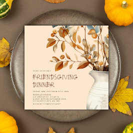 Thanksgiving Rustic Watercolor Fall Friendsgiving Inbjudningar