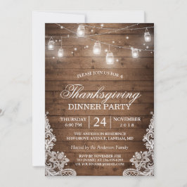 Thanksgiving Rustic Wood String Ljus Snöre Inbjudningar